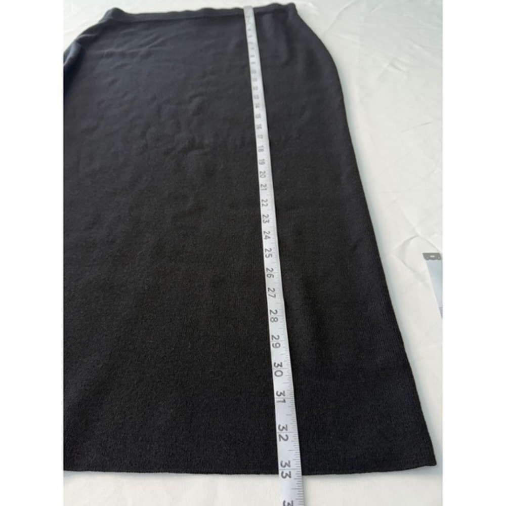 VTG Eileen Fisher 100% Wool Black Knit Skirt Midi Maxi Pull On Elastic Waist Med - Picture 6 of 6